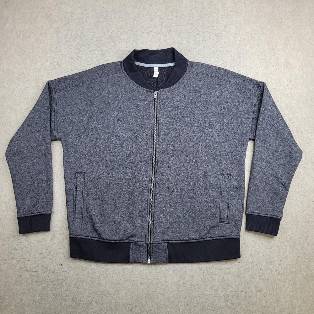 Under Armour Threadborne Track‎ Jacket Mens XL Gray Full Zip Mock Neck Active